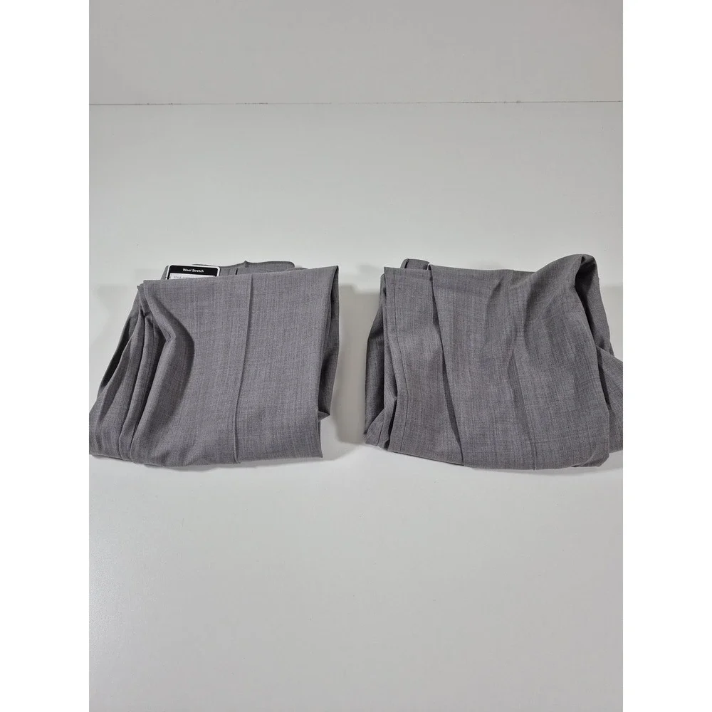 Giles & Jasper Dress Pants Mens 44x36 Gray Wool Stretch Flat Front Unhemmed NWT